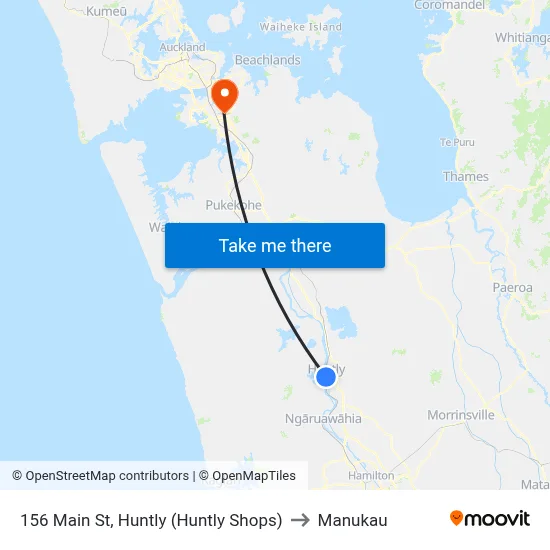 156 Main St, Huntly (Huntly Shops) to Manukau map