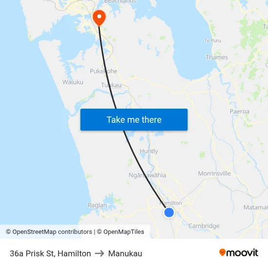 36a Prisk St, Hamilton to Manukau map
