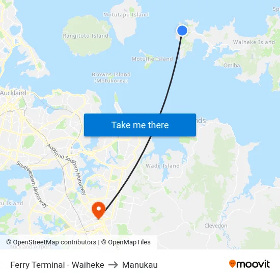 Ferry Terminal - Waiheke to Manukau map