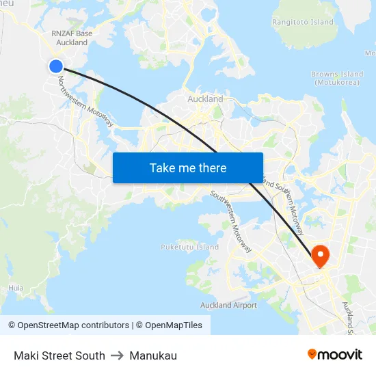 Maki Street South to Manukau map