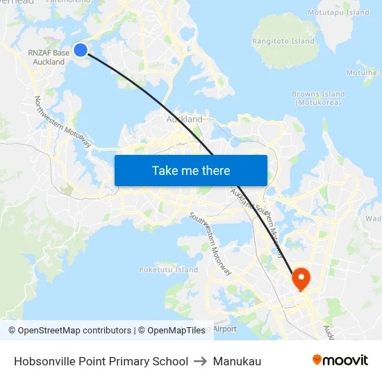 Hobsonville Point Primary School to Manukau map