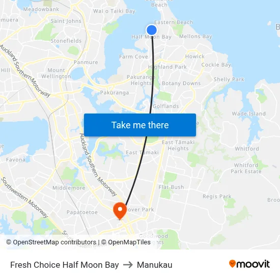 Fresh Choice Half Moon Bay to Manukau map