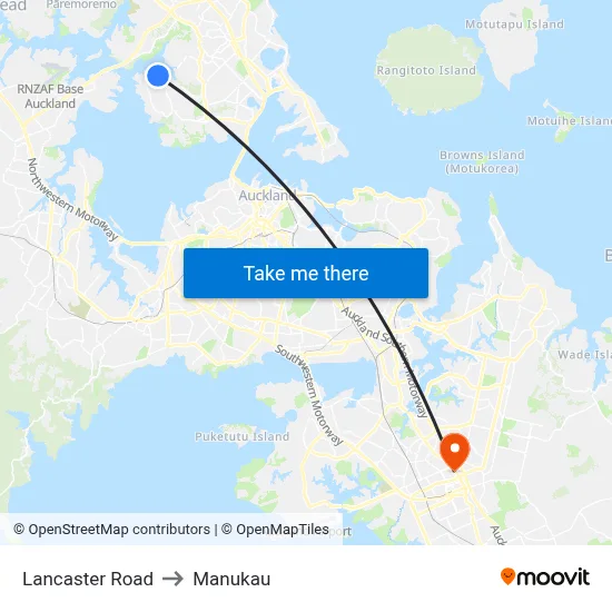 Lancaster Road to Manukau map