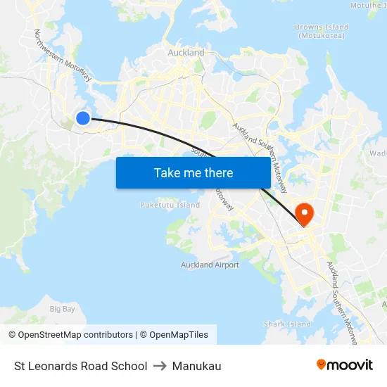 St Leonards Road School to Manukau map