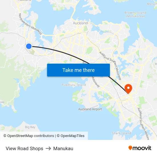 View Road Shops to Manukau map