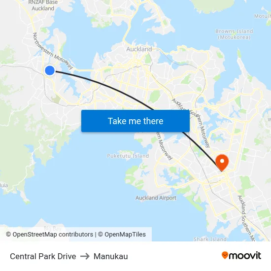 Central Park Drive to Manukau map