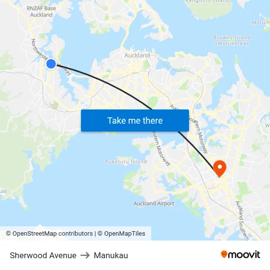 Sherwood Avenue to Manukau map