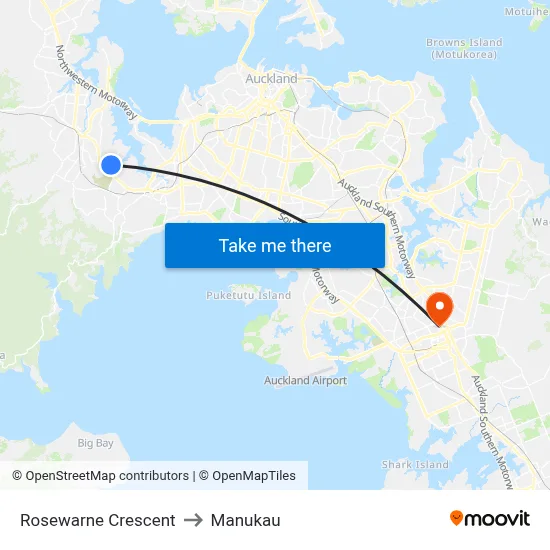 Rosewarne Crescent to Manukau map