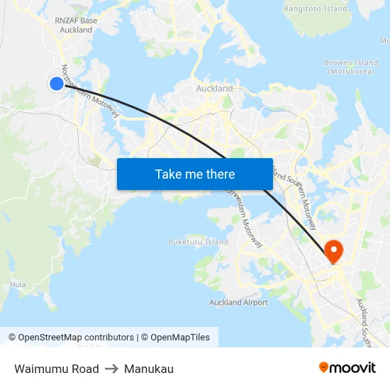 Waimumu Road to Manukau map