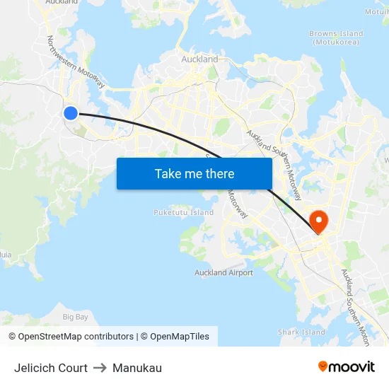 Jelicich Court to Manukau map