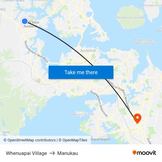 Whenuapai Village to Manukau map