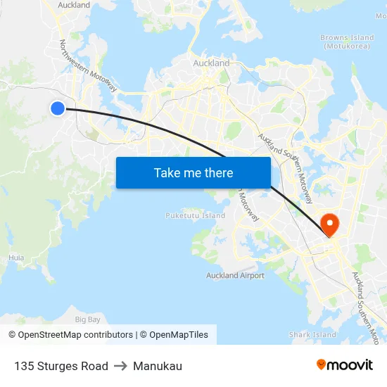 135 Sturges Road to Manukau map