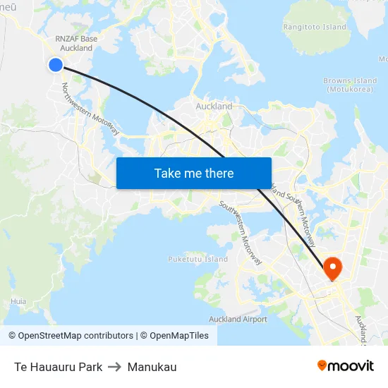 Te Hauauru Park to Manukau map