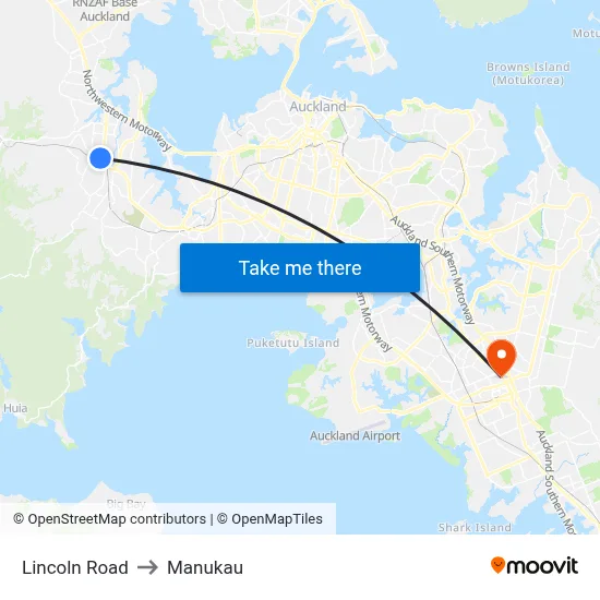 Lincoln Road to Manukau map