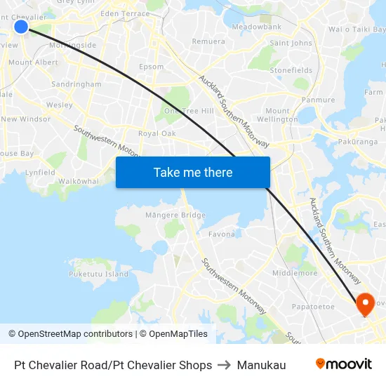 Pt Chevalier Road/Pt Chevalier Shops to Manukau map