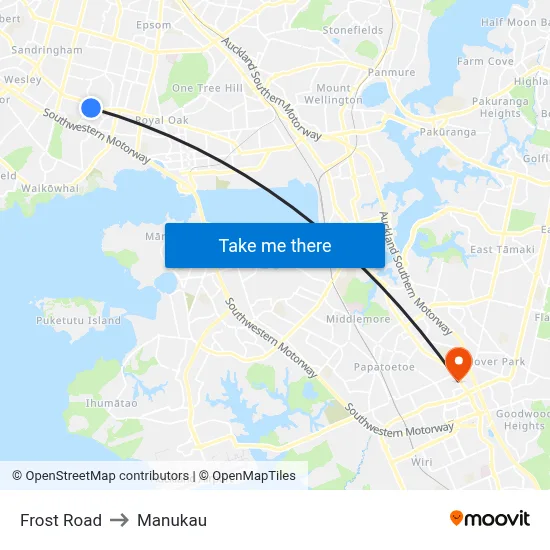 Frost Road to Manukau map