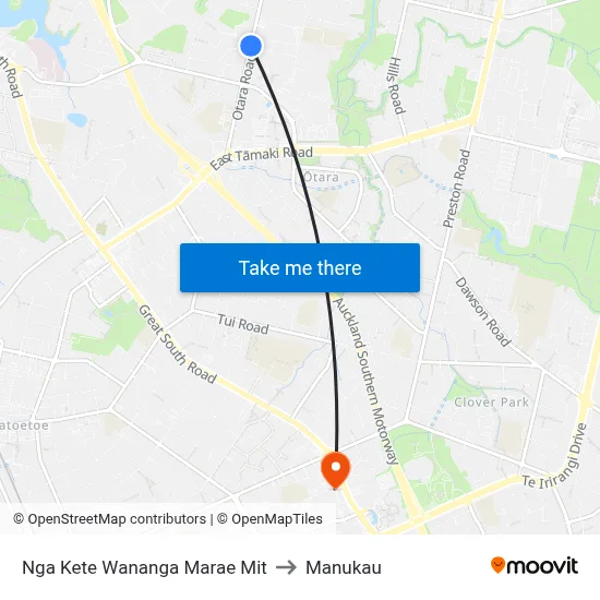 Nga Kete Wananga Marae Mit to Manukau map
