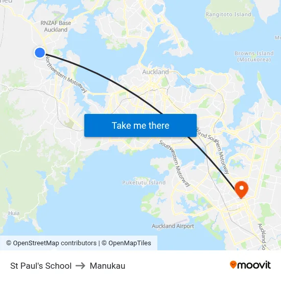 St Paul's School to Manukau map