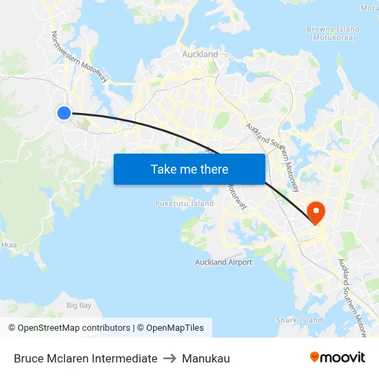 Bruce Mclaren Intermediate to Manukau map
