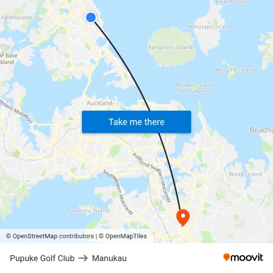 Pupuke Golf Club to Manukau map