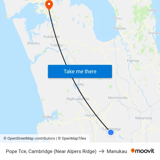 Pope Tce, Cambridge (Near Alpers Ridge) to Manukau map