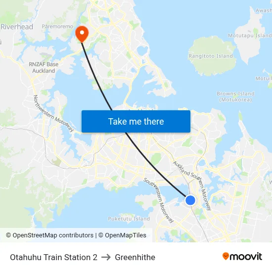 Otahuhu Train Station 2 to Greenhithe map