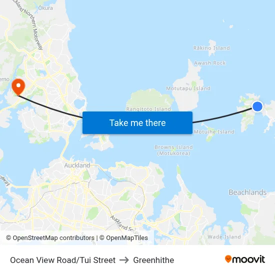 Ocean View Road/Tui Street to Greenhithe map