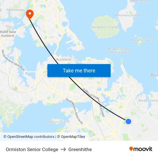 Ormiston Senior College to Greenhithe map