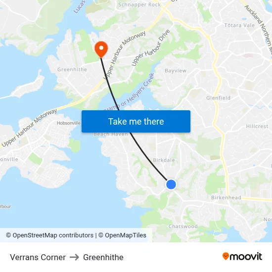 Verrans Corner to Greenhithe map