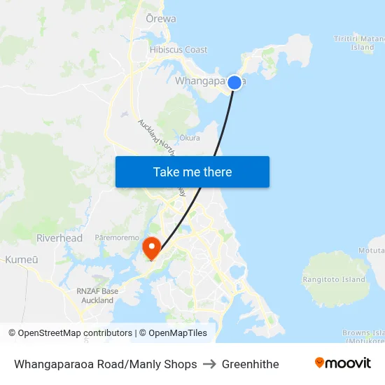 Whangaparaoa Road/Manly Shops to Greenhithe map
