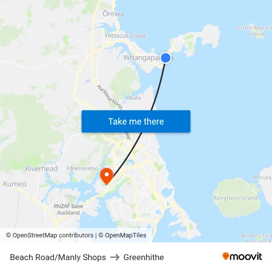 Beach Road/Manly Shops to Greenhithe map