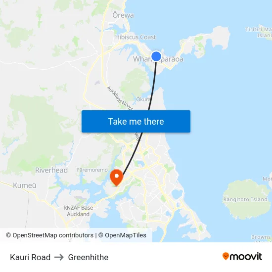 Kauri Road to Greenhithe map