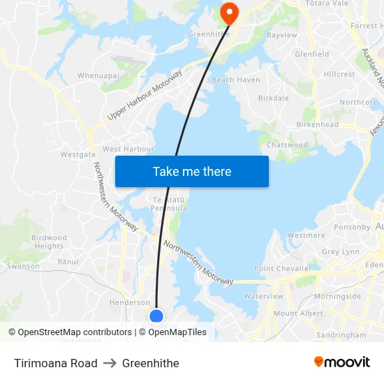 Tirimoana Road to Greenhithe map