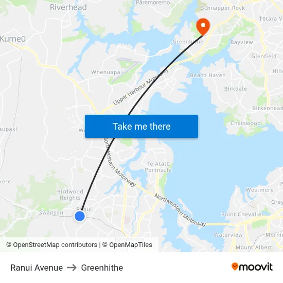 Ranui Avenue to Greenhithe map