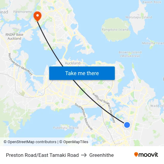 Preston Road/East Tamaki Road to Greenhithe map