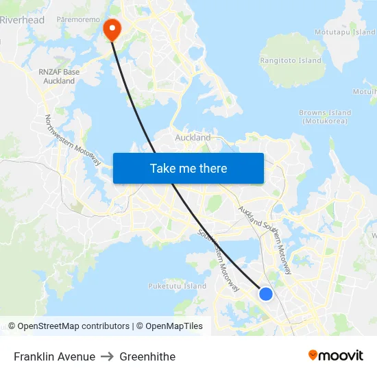 Franklin Avenue to Greenhithe map