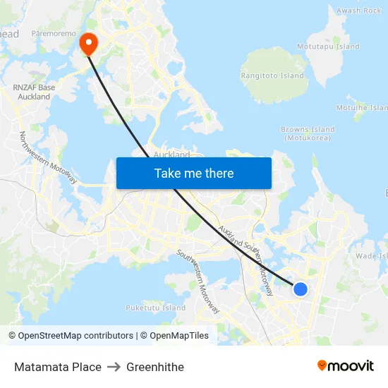 Matamata Place to Greenhithe map