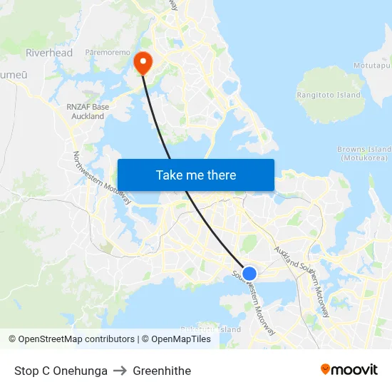 Stop C Onehunga to Greenhithe map