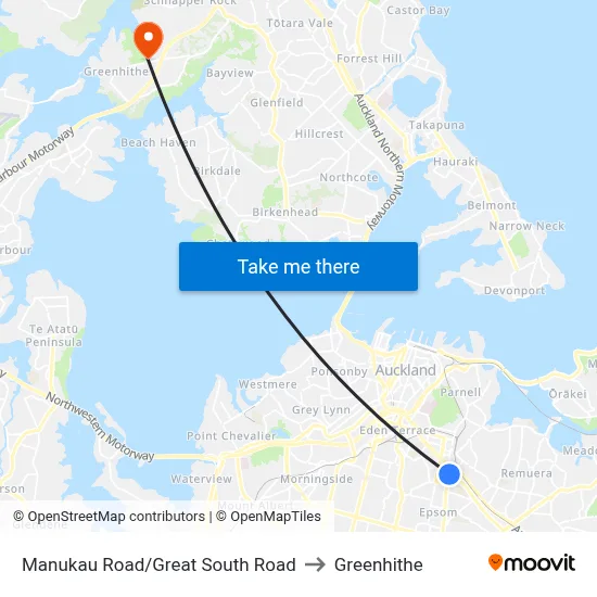 Manukau Road/Great South Road to Greenhithe map