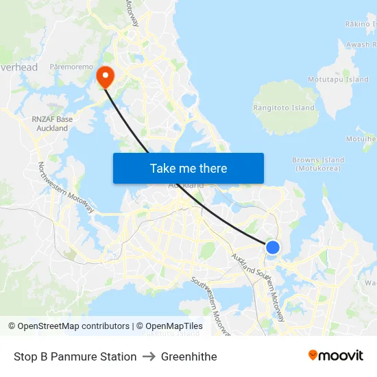 Stop B Panmure Station to Greenhithe map