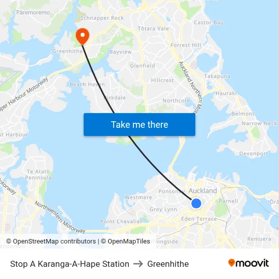 Stop A Karanga-A-Hape Station to Greenhithe map