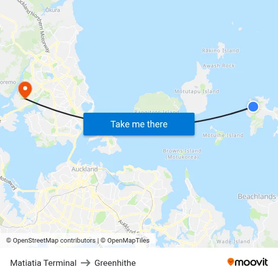 Matiatia Terminal to Greenhithe map