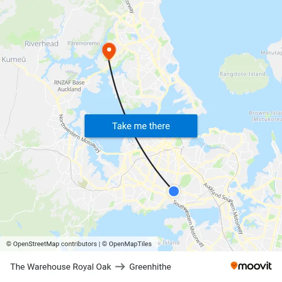 The Warehouse Royal Oak to Greenhithe map