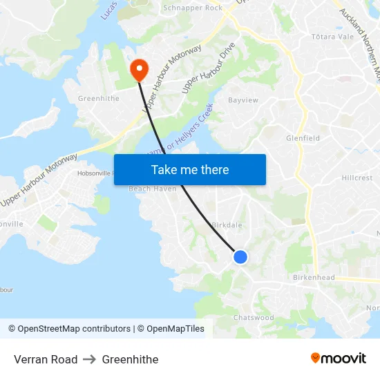 Verran Road to Greenhithe map