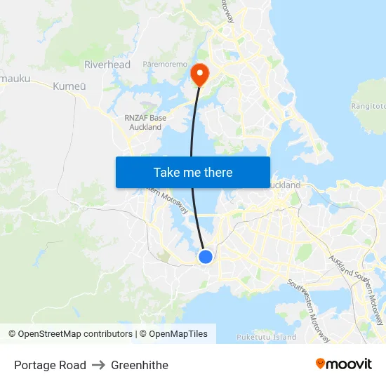 Portage Road to Greenhithe map