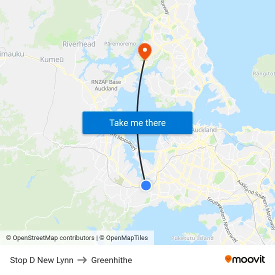 Stop D New Lynn to Greenhithe map