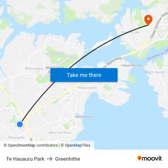 Te Hauauru Park to Greenhithe map