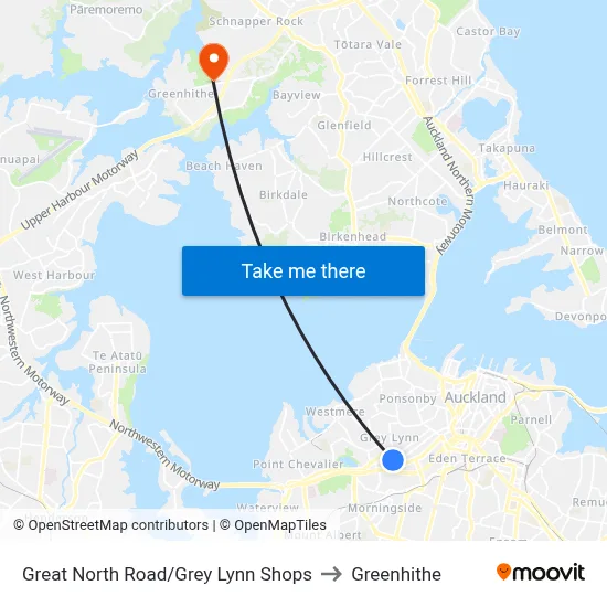 Great North Road/Grey Lynn Shops to Greenhithe map