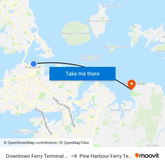 Downtown Ferry Terminal Pier 13 to Pine Harbour Ferry Terminal map