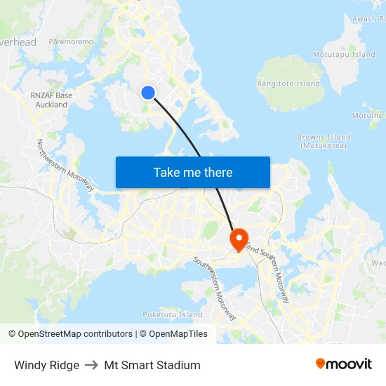 Windy Ridge to Mt Smart Stadium map